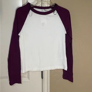 DIVIDED by H&M Women`s Long Sleeve Ribbed Crop Top Blouse Size M
